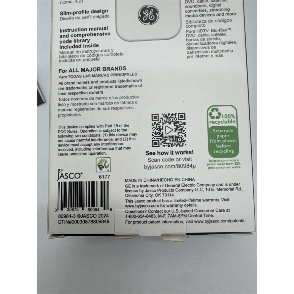 Original 80984 For GE 4 Device Backlit Rechargeable Universal Remote Control